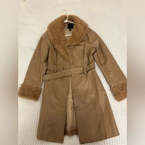Medium Trendy Leather belted trench coat from forever 21